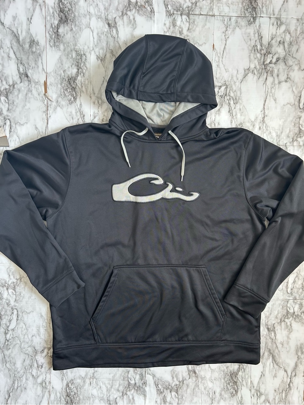 Drake Waterfowl men's size XL logo front pullover hoodie sweatshirt duck hunting